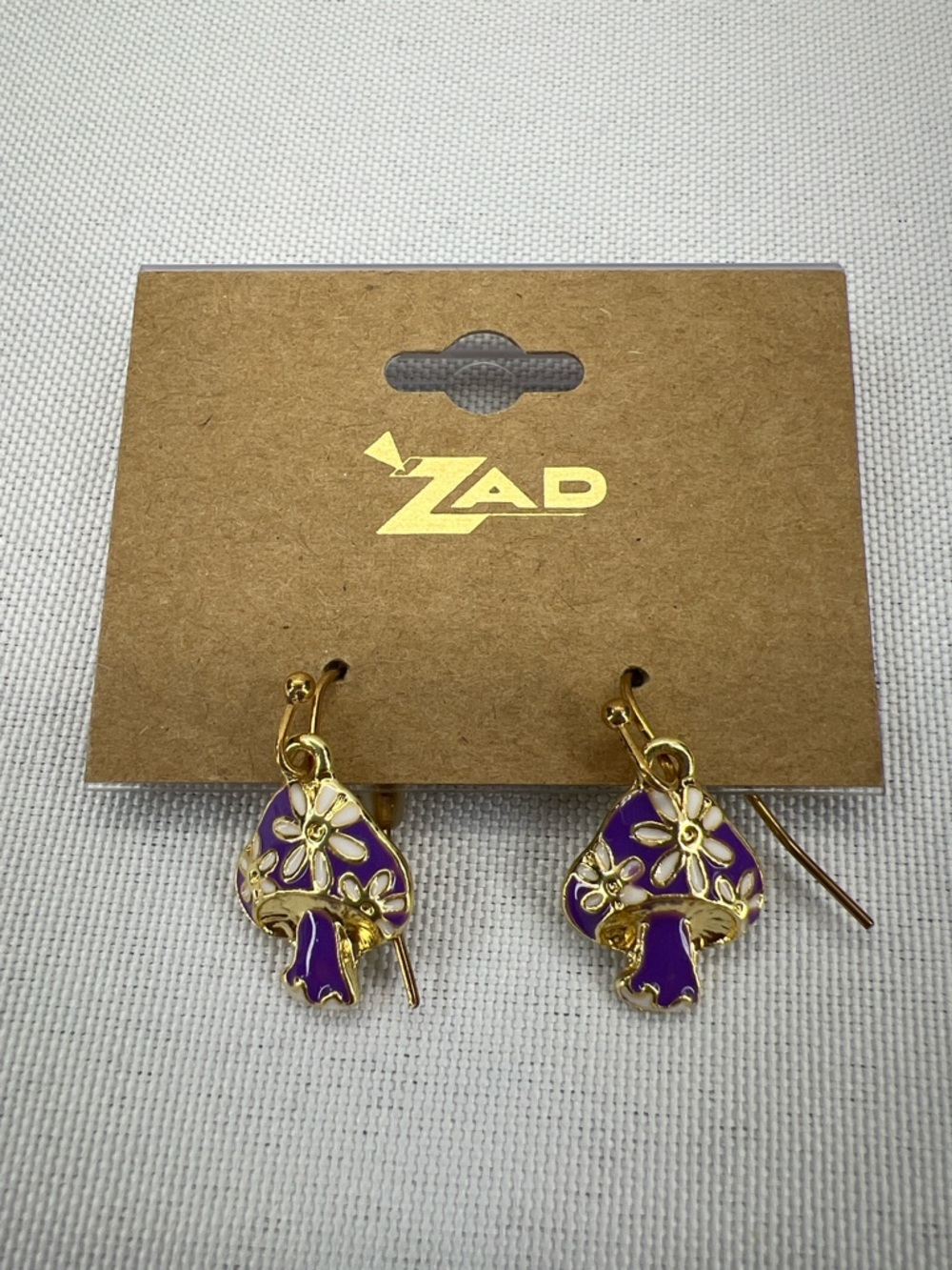 ZAD Purple and Gold Color Floral Mushroom Drop Earrings Bohemian
